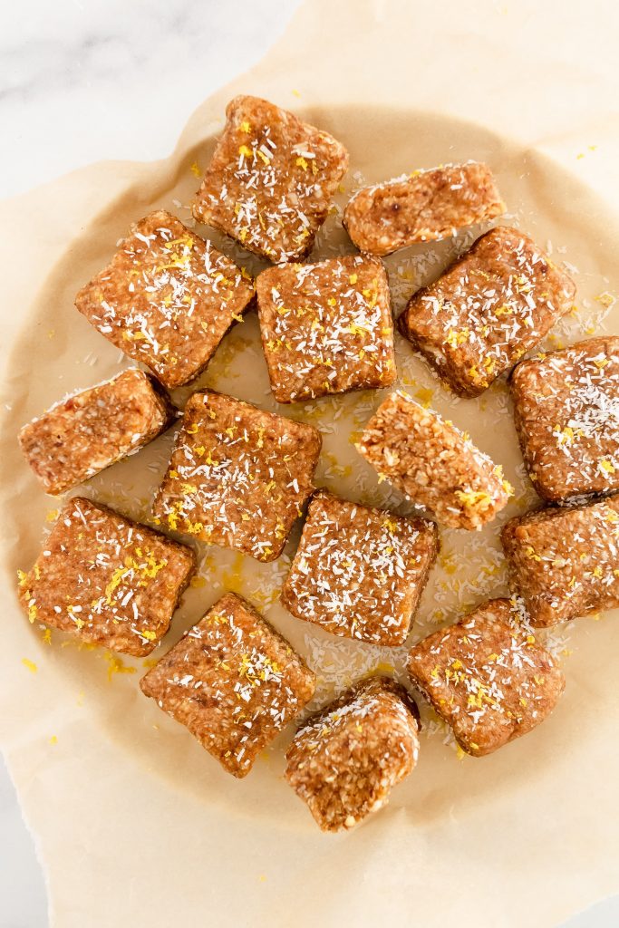4 ingredient date lemon coconut no bake bars