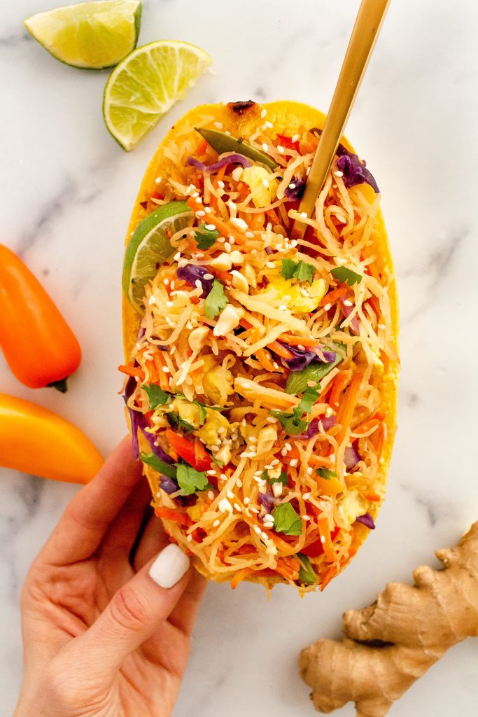 best-healthy-spaghetti-squash-pad-thai-with-carrots-cabbage-pea-pods-and-peppers