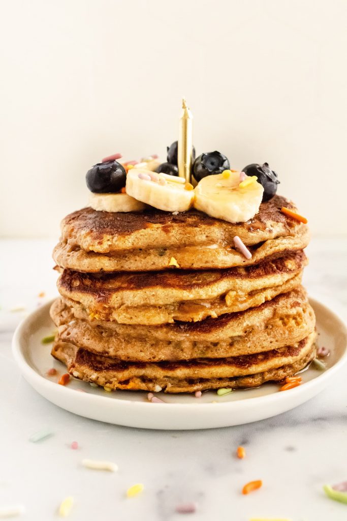 birthday cake oat pancakes
