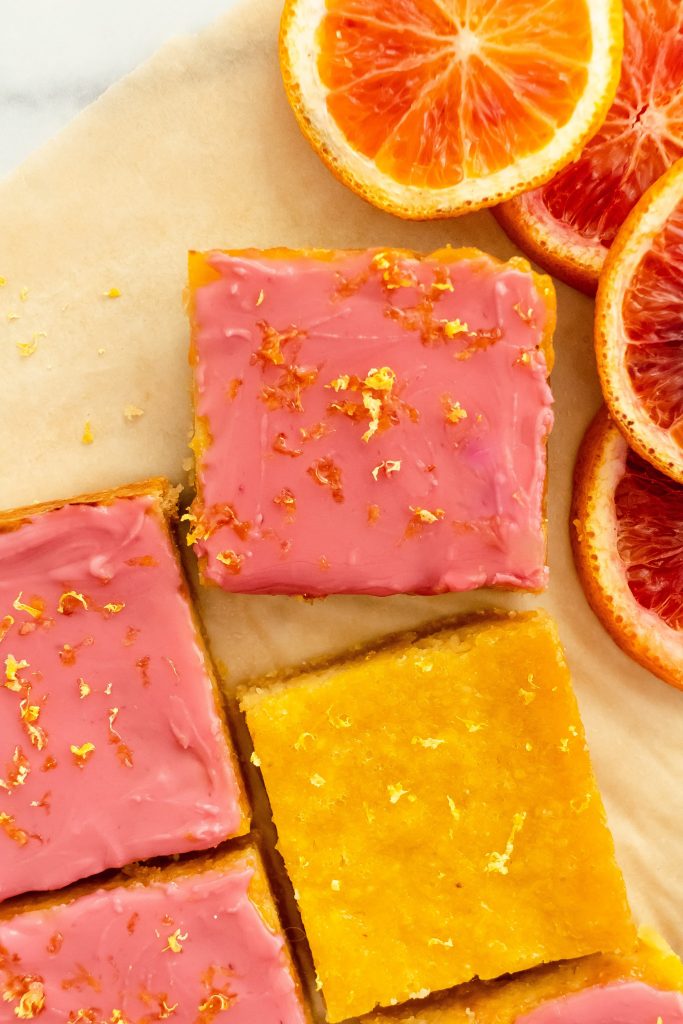 blood orange glazed bars with lemon and honey