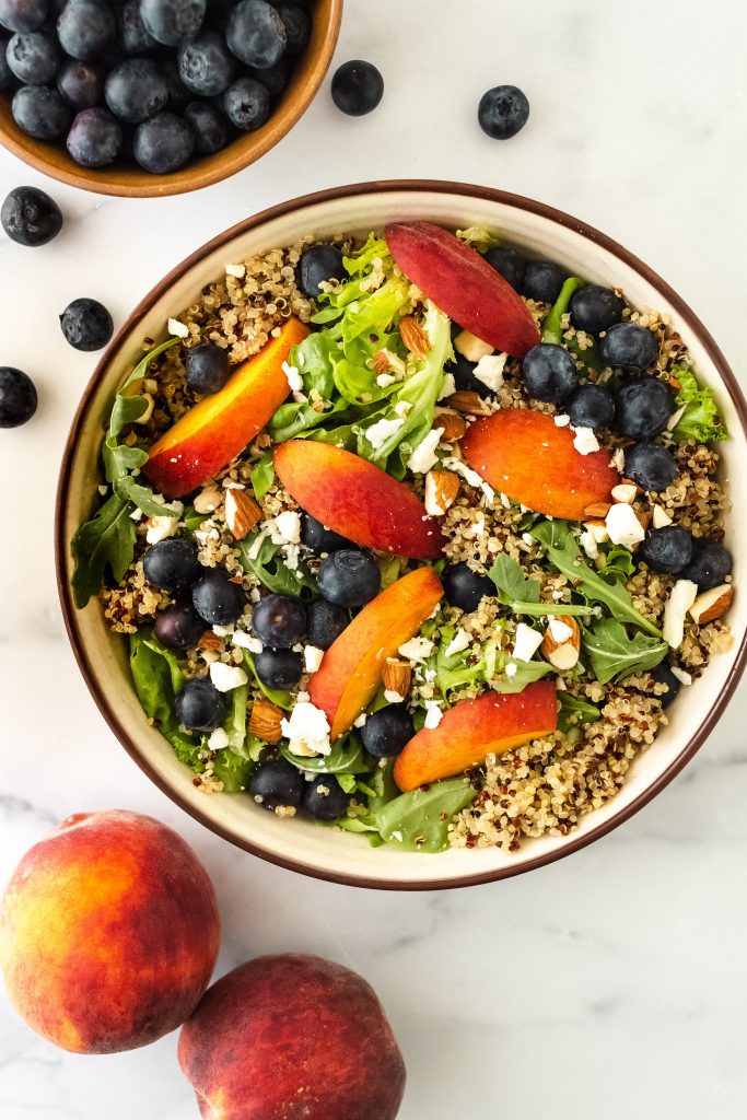 blueberry quinoa peach salad