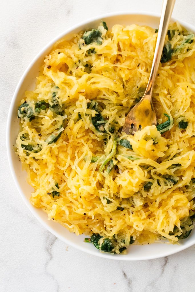 cacio e pepe made with spaghetti squash