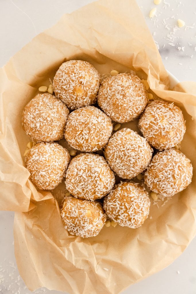 coconut white chocolate macadamia nut energy bites