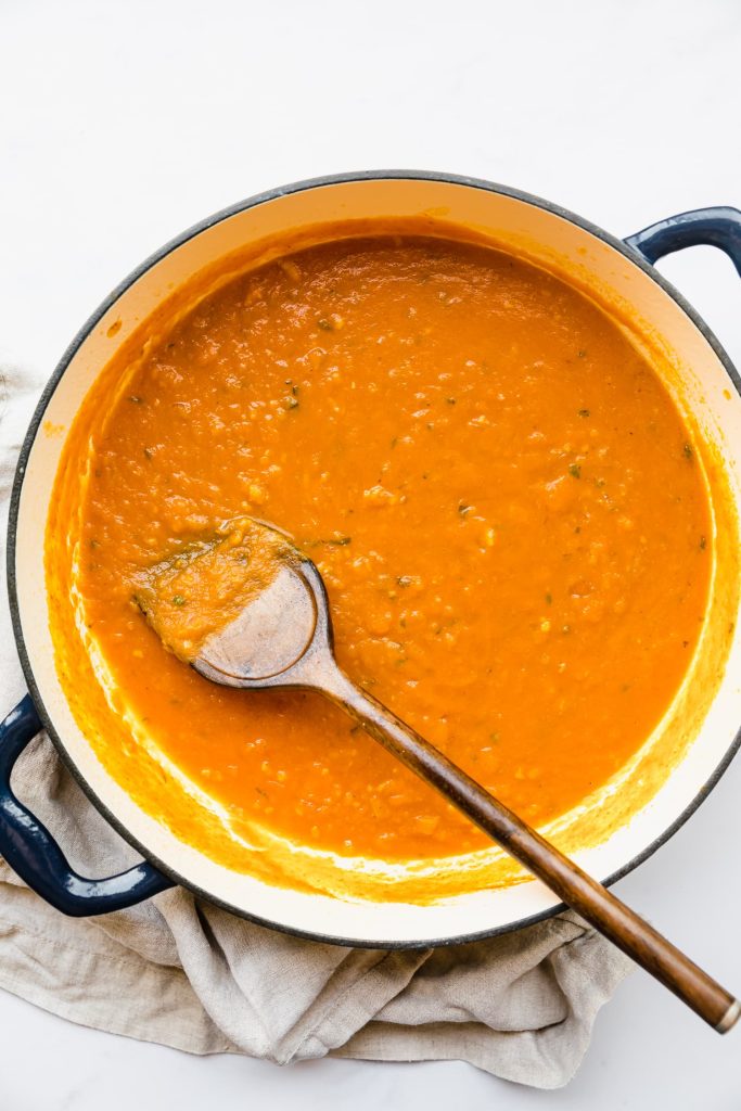 Creamy Pumpkin Pasta Sauce with Wine Wine and Sage