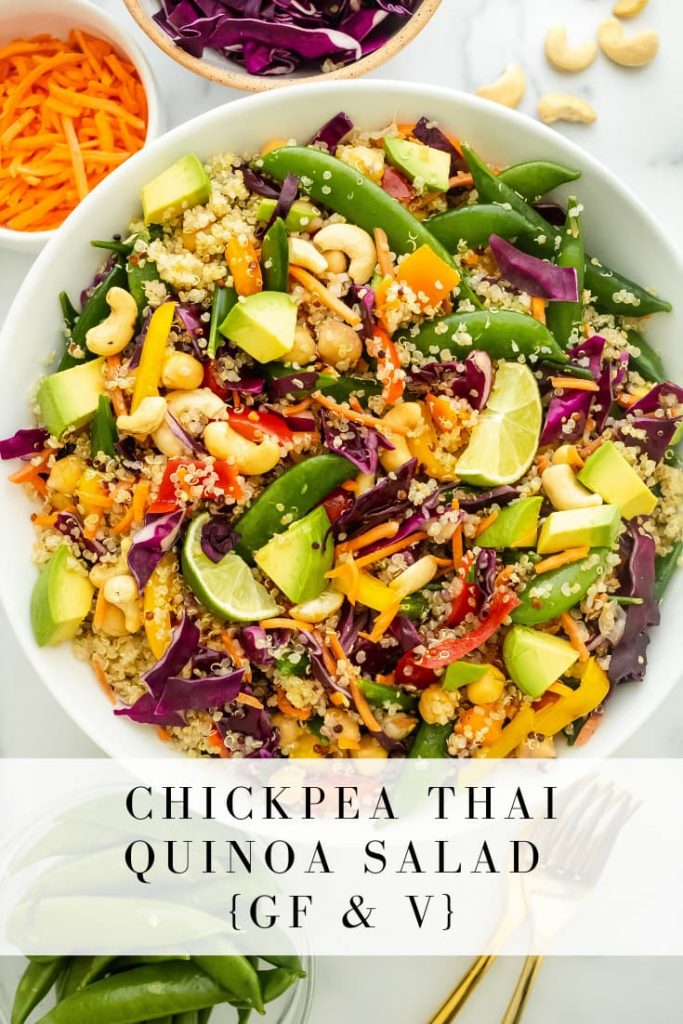 crunchy chickpea thai quinoa salad made gluten free and vegan