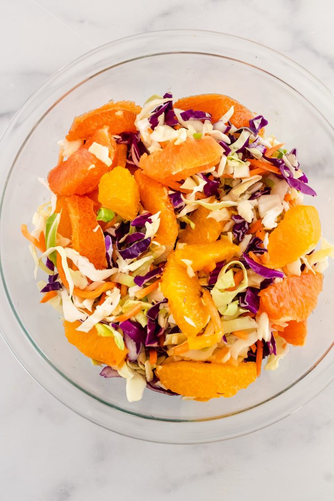 dairy free citrus tahini coleslaw