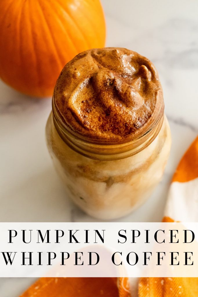 Dalgona coffee with pumpkin and pumpkin spice 