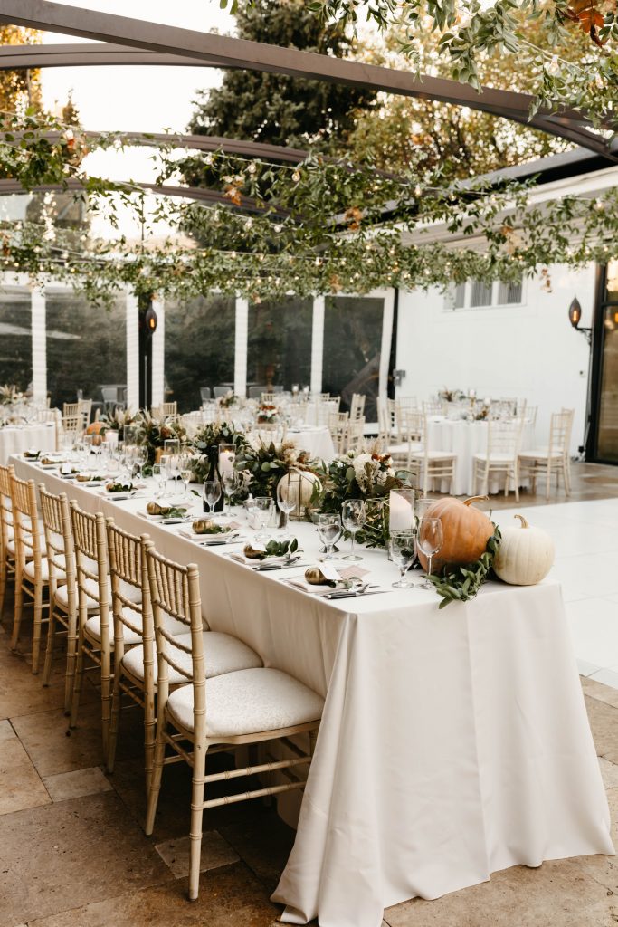 Fall Wedding Recap Head Table at Galleria Marchetti Pergola