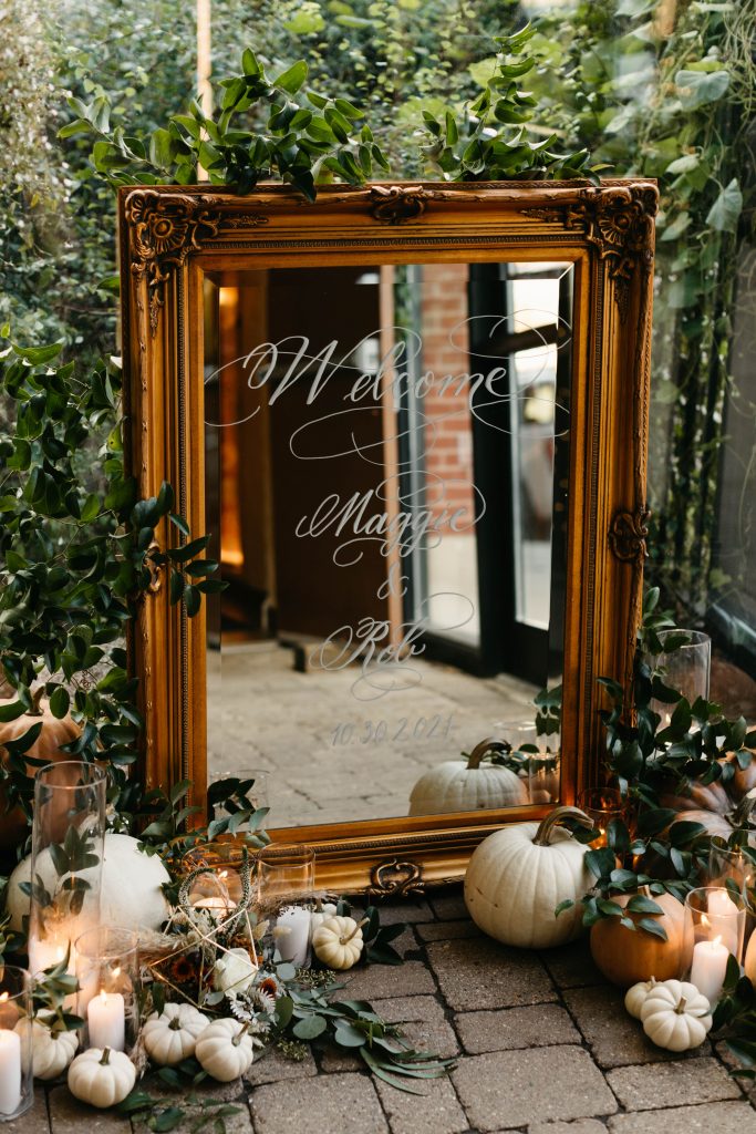 Fall Wedding Recap Mirror Welcome Sign