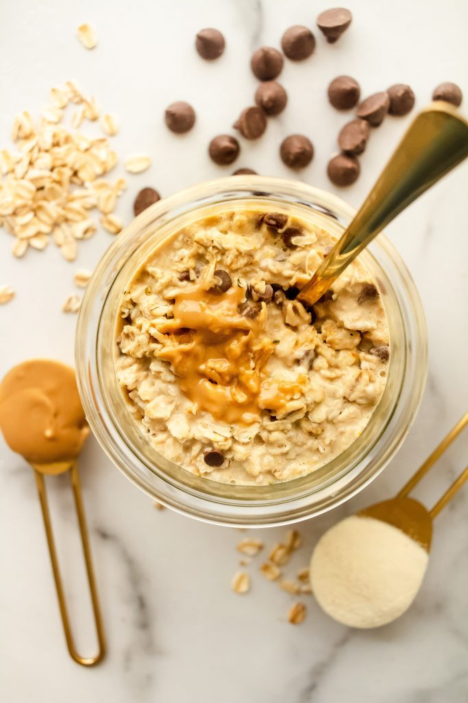 gluten and dairy free cookie dough collagen overnight oats