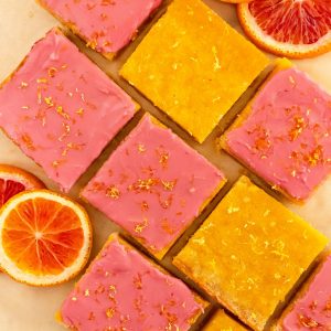 gluten free lemon bars with blood orange glaze