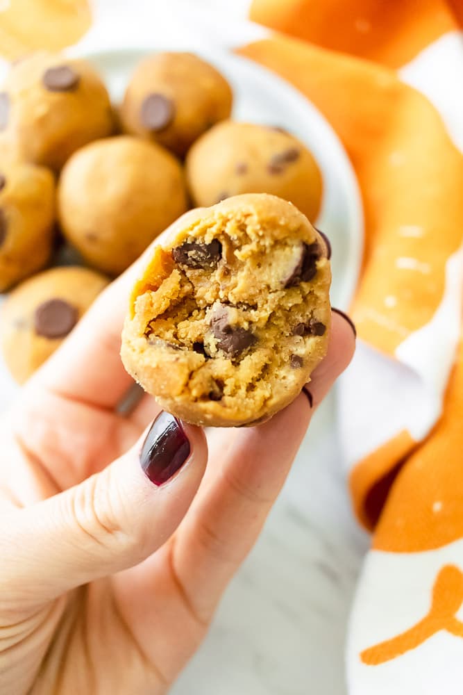 gluten and dairy free pumpkin chickpea cookie dough balls