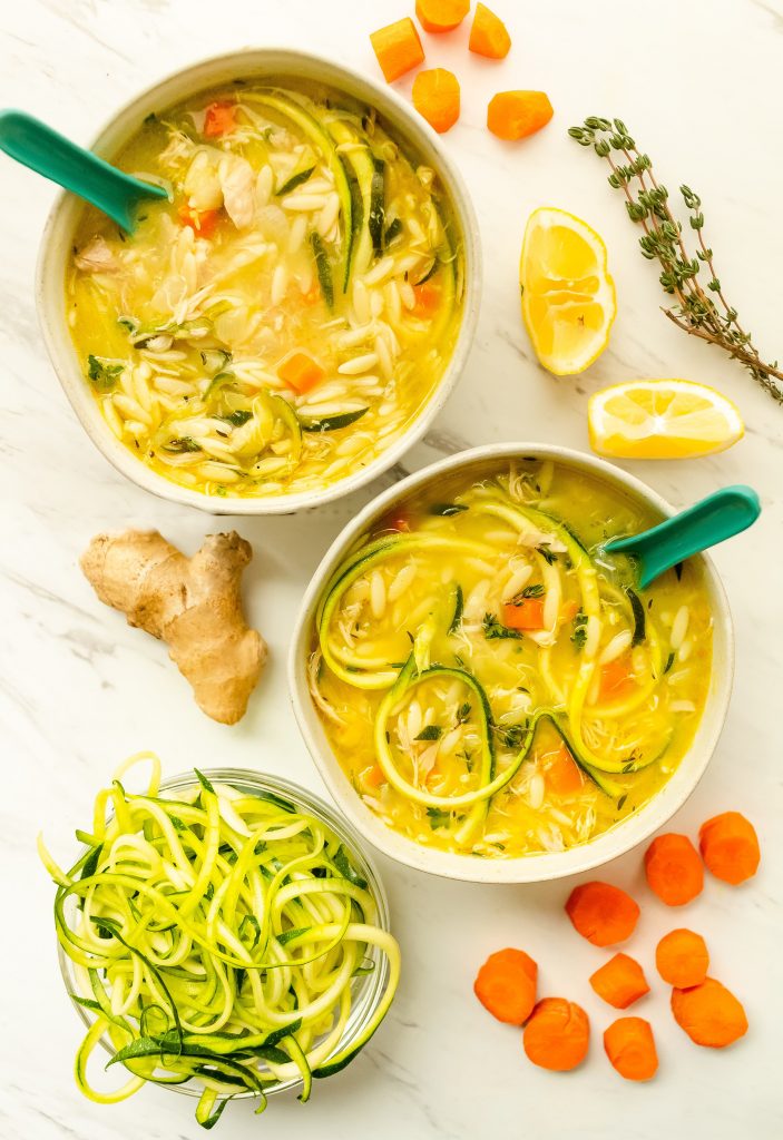 healthy chicken zoodle soup