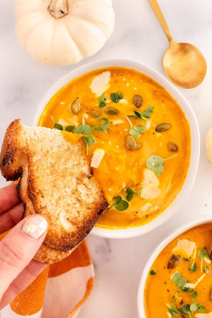 healthy homemade pumpkin soup with ginger