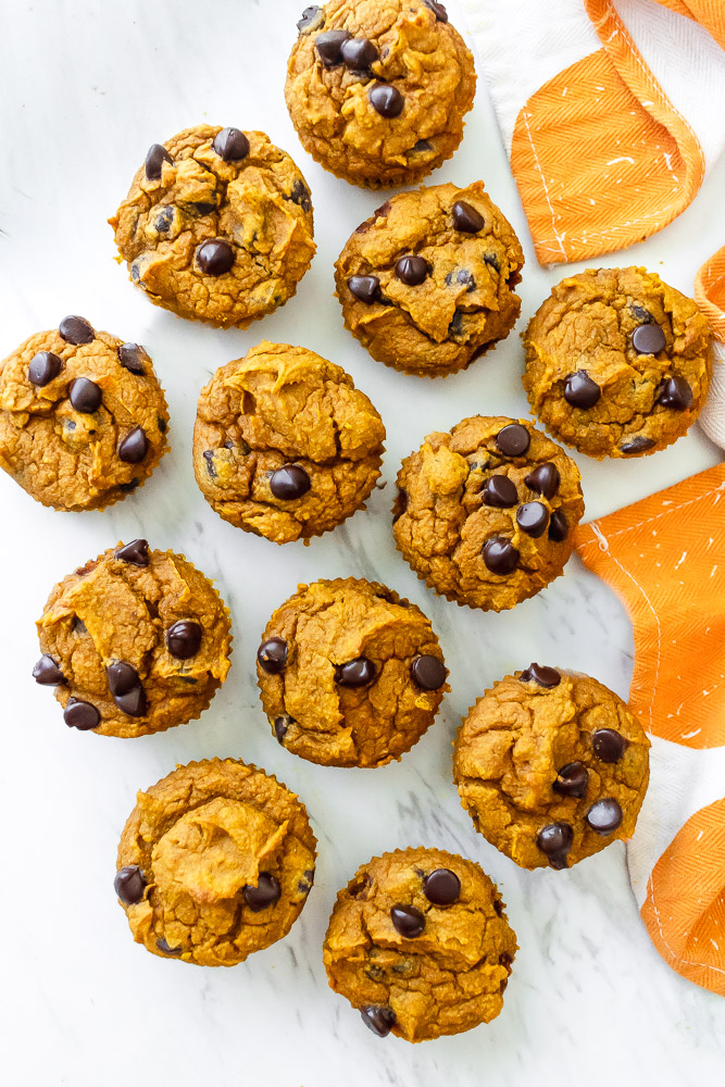 healthy pumpkin chocolate chip muffins