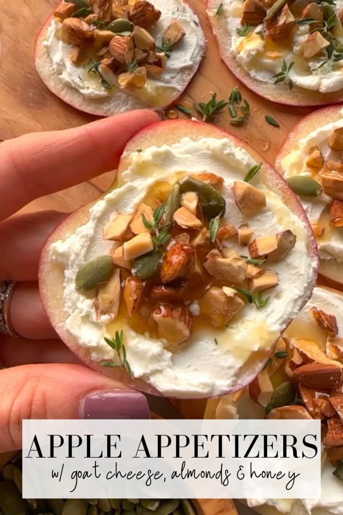 apple appetizers with goat cheese almonds and honey