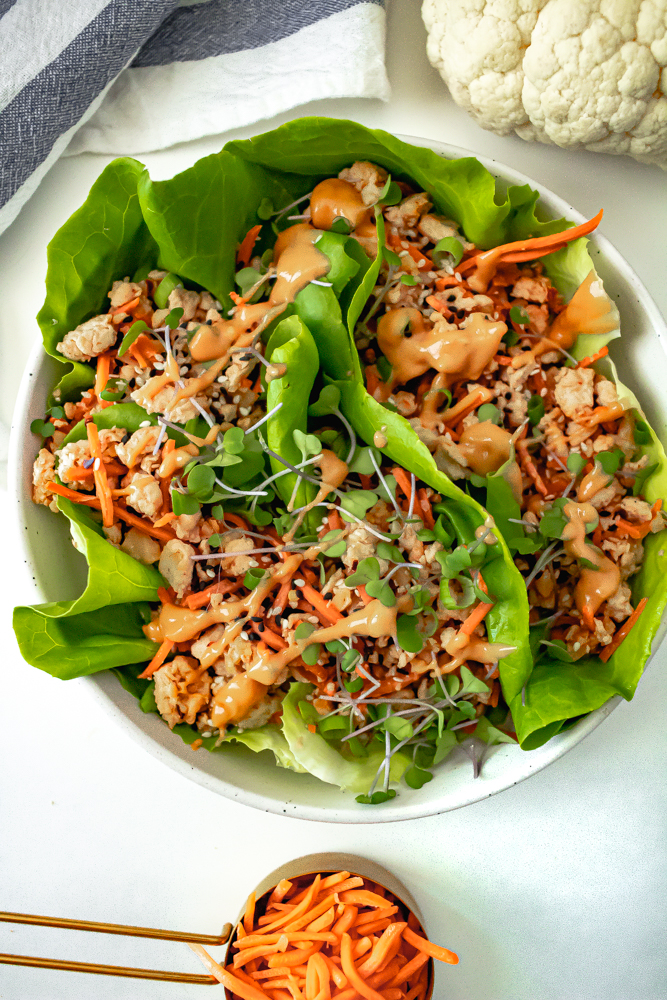 how to make chicken lettuce wraps with cauliflower