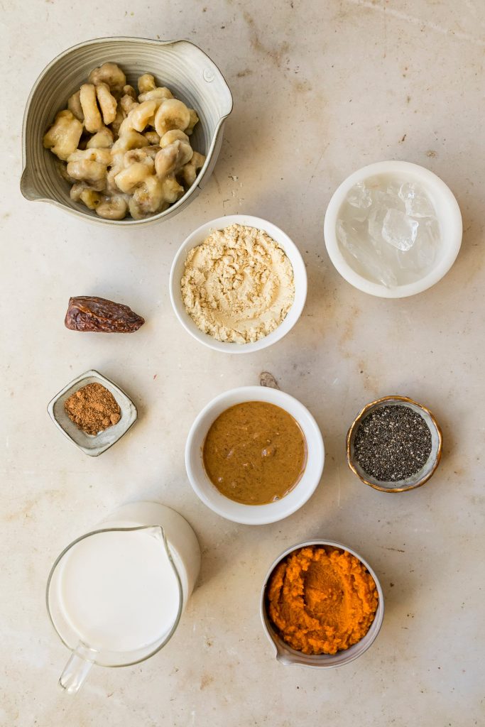 Ingredients for healthy pumpkin smoothie