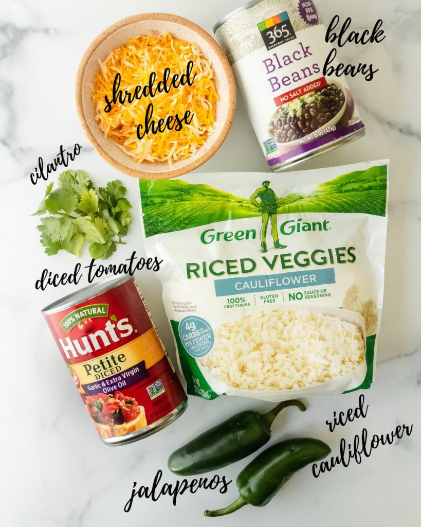 ingredients for Mexican cauliflower rice