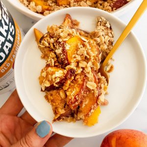 peachy oat crisp made with Quaker Oats