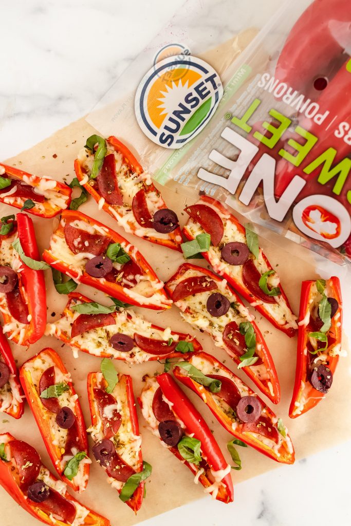 peppers topped with pizza ingredients