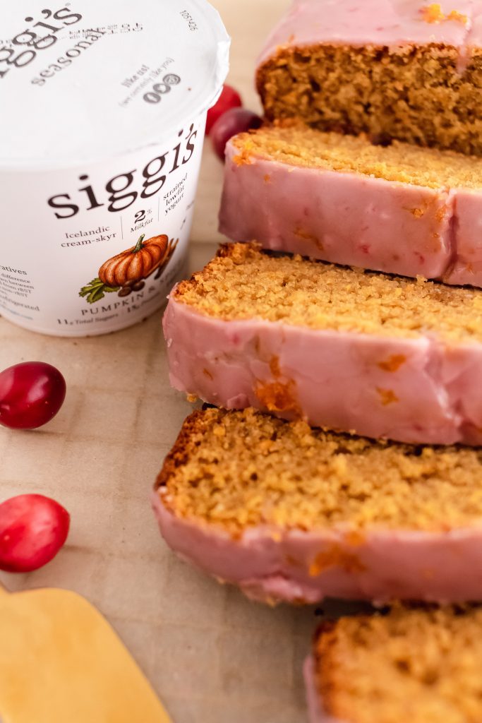 pumpkin bread made with siggis pumpkin yogurt 