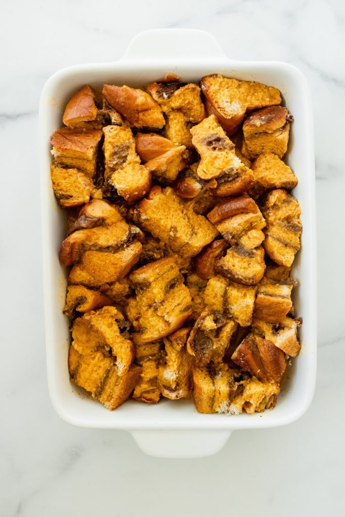 what pumpkin brioche french toast should look like before putting it in the oven