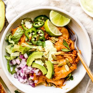 Pumpkin Enchiladas with Avocado Crema