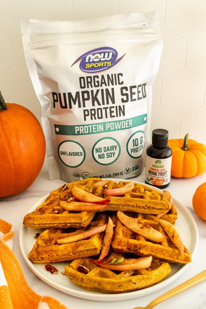 pumpkin protein waffles with pumpkin seed protein