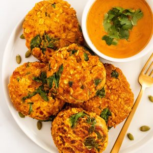 pumpkin spinach oat cakes