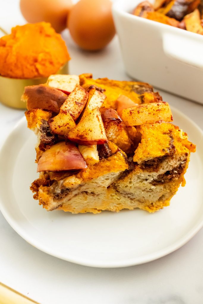 slice of pumpkin brioche french toast