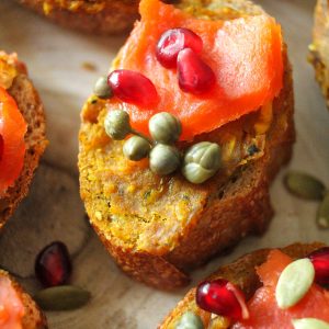 smoked salmon crostini with delicata squash butter