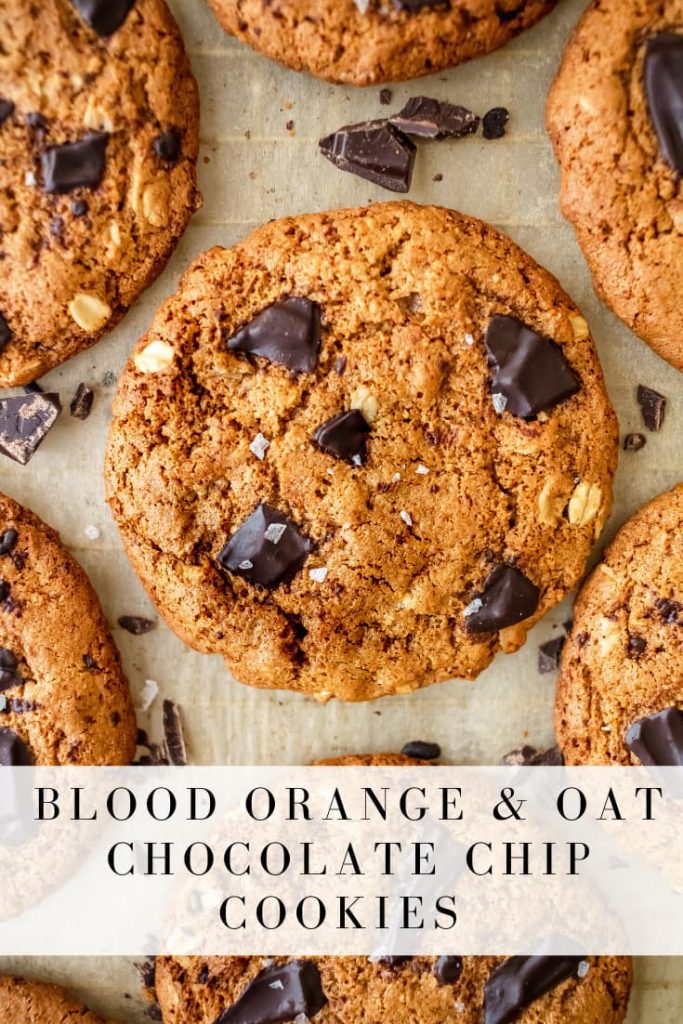thin and crispy blood orange and oat chocolate chip cookies