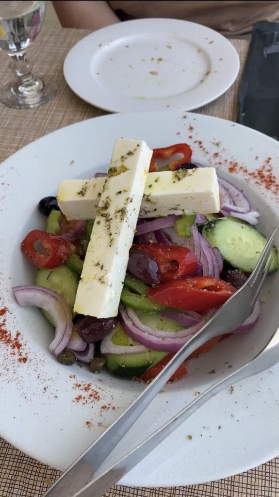 Traditional Greek Salad in Santorini Greece