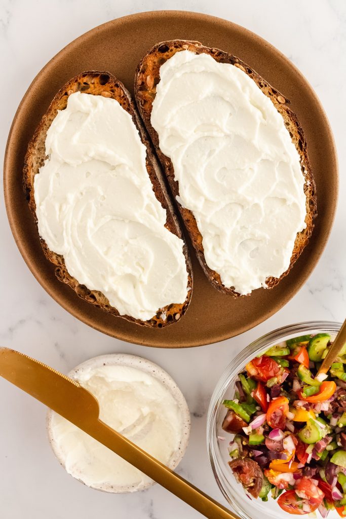 whipped feta on toasted sourdough