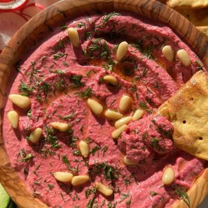 whipped feta with beet and fresh dill