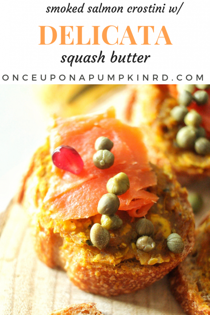 smoked salmon crostini with delicata squash butter
