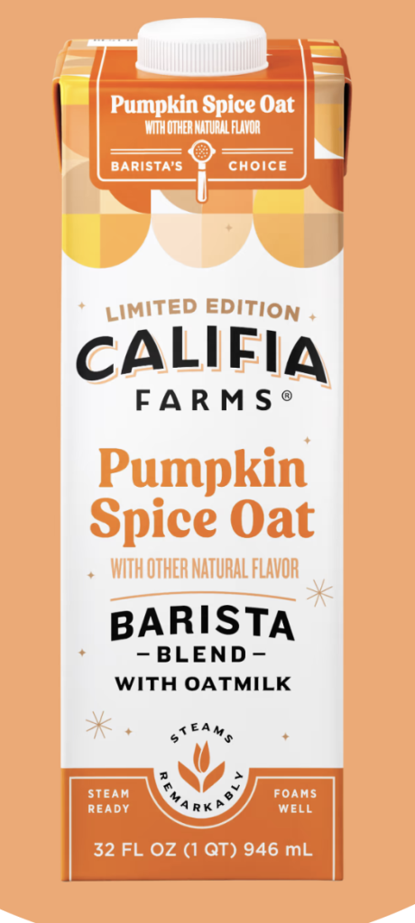 Califia Farms Pumpkin Spice Oat Barista blend creamer